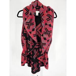 JPR Studio womens Sz XL Open Front Cardigan Sweater Vest Aztec Print